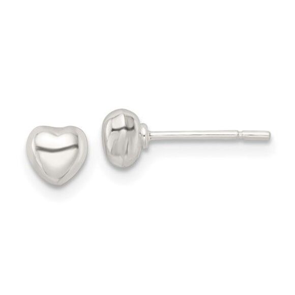 Charming Silver Puffed Heart Post Earrings A Symbol of Love & Style - Picture 1 of 4